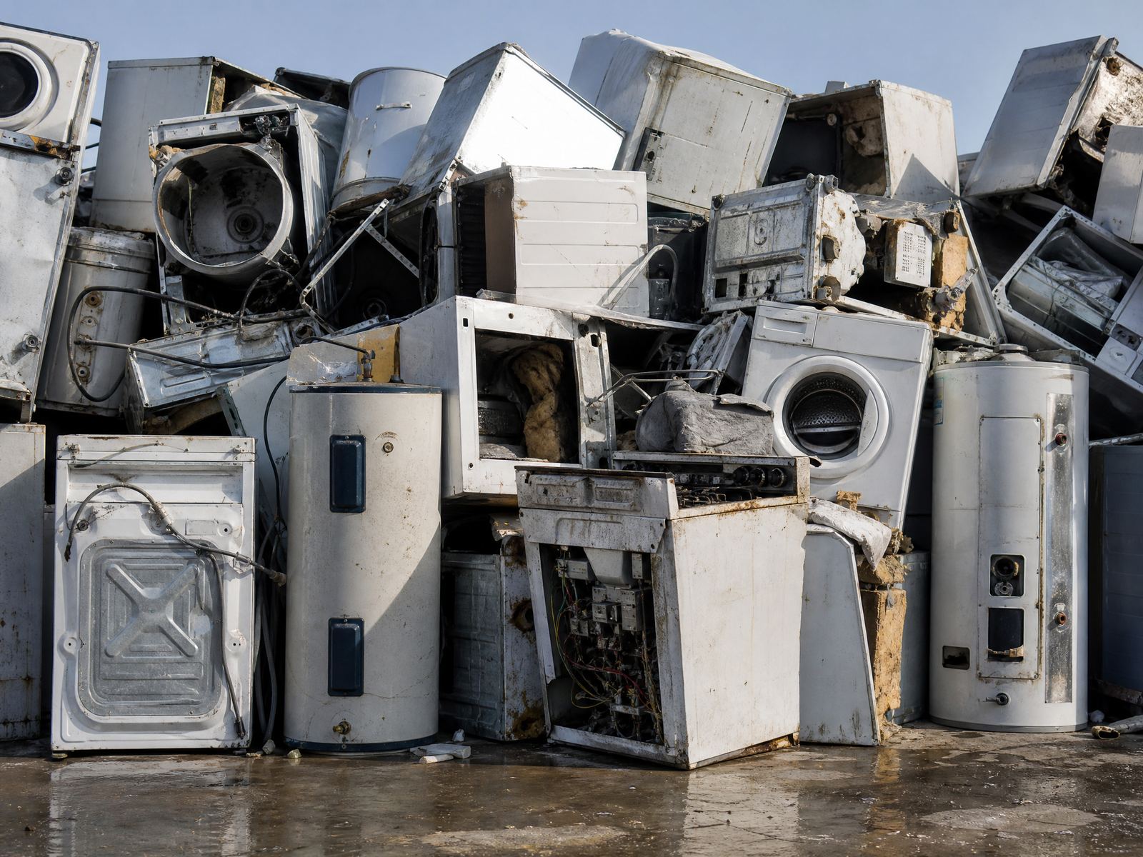Scrap appliances collected for metal recycling